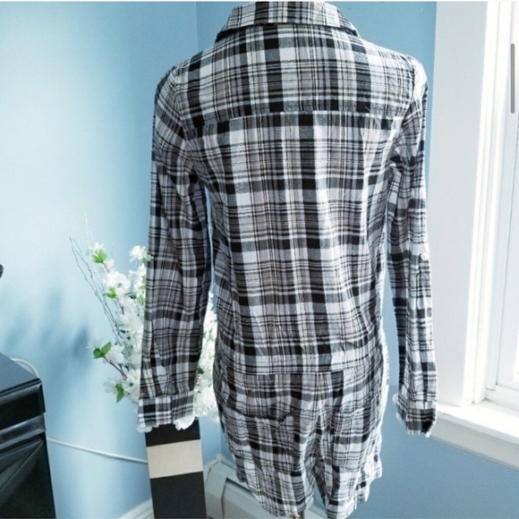 4/$50 Black and White Plaid Long Sleeve Romper - Picture 5 of 6